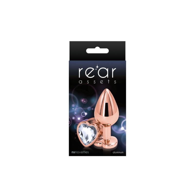 Анальна пробка NS Novelties Rear Assets - Rose Gold Heart - Medium - Clear