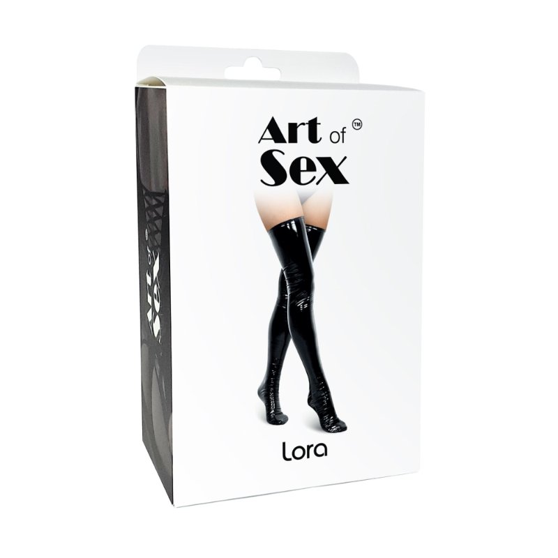 Сексуальні вінілові панчохи Art of Sex - Lora, розмір L, з ефектом голограми