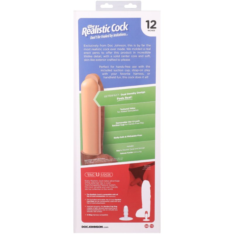 Фалоімітатор Doc Johnson The Realistic Cock ULTRASKYN - 12 Inch Hung with Balls Vanilla
