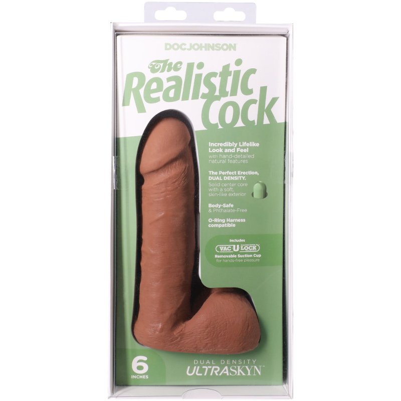 Фалоімітатор Doc Johnson The Realistic Cock ULTRASKYN - 6 Inch with Balls Caramel