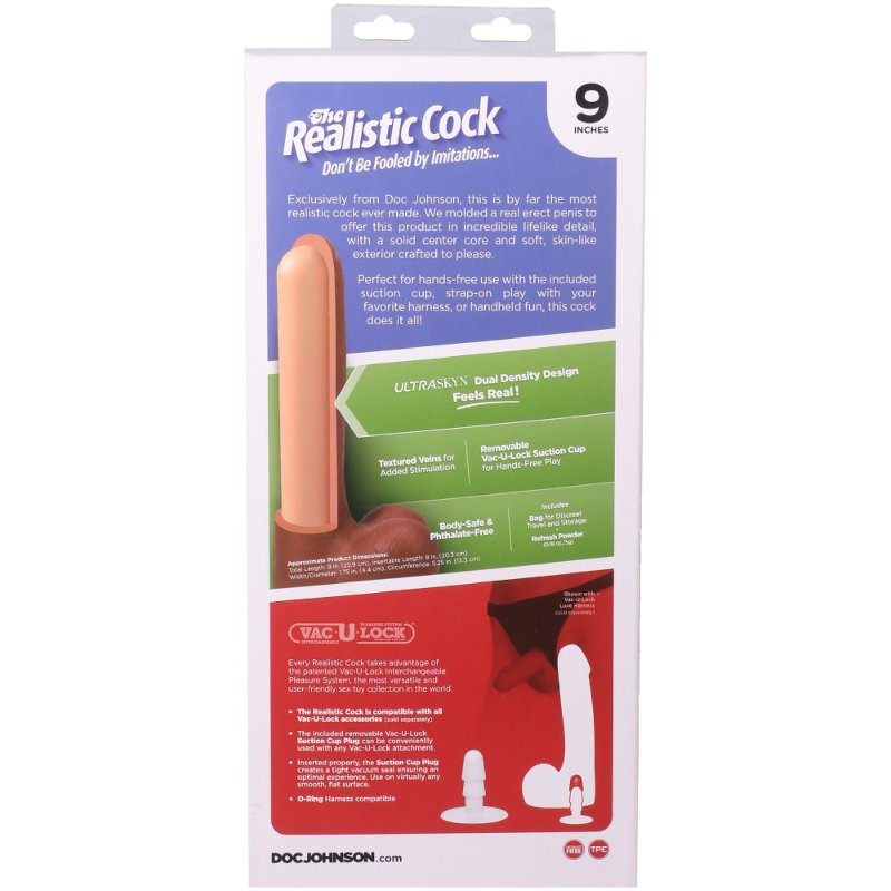 Фалоімітатор Doc Johnson The Realistic Cock ULTRASKYN - 9 Inch with Balls Chocolate