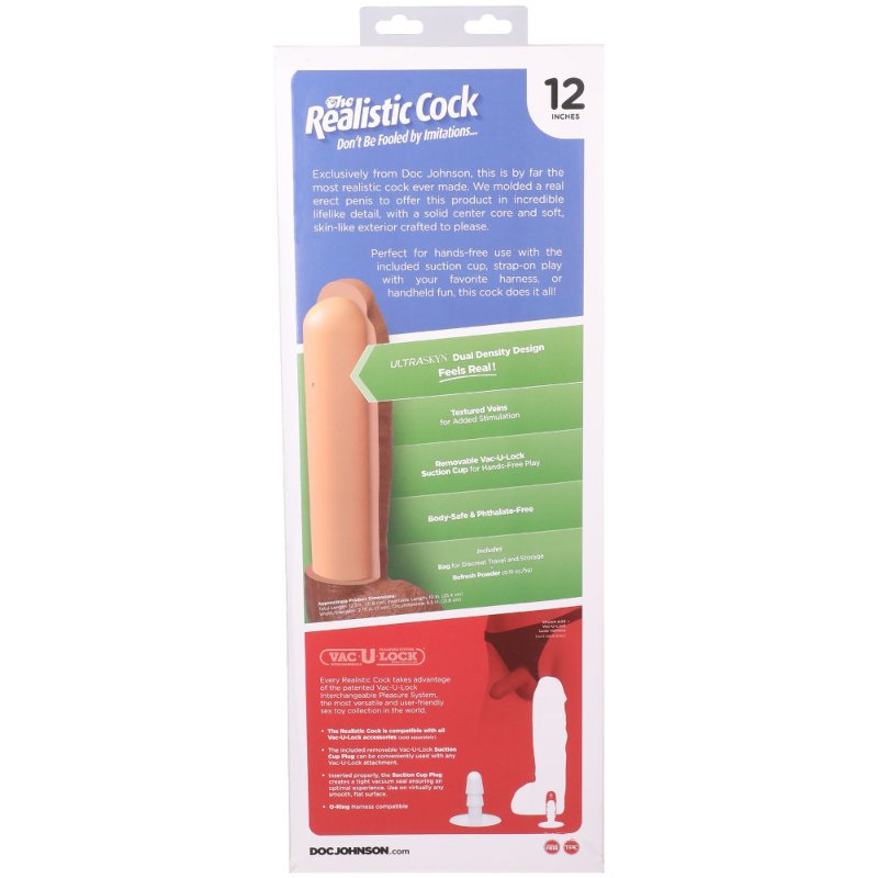 Фалоімітатор Doc Johnson The Realistic Cock ULTRASKYN - 12 Inch Hung with Balls Chocolate