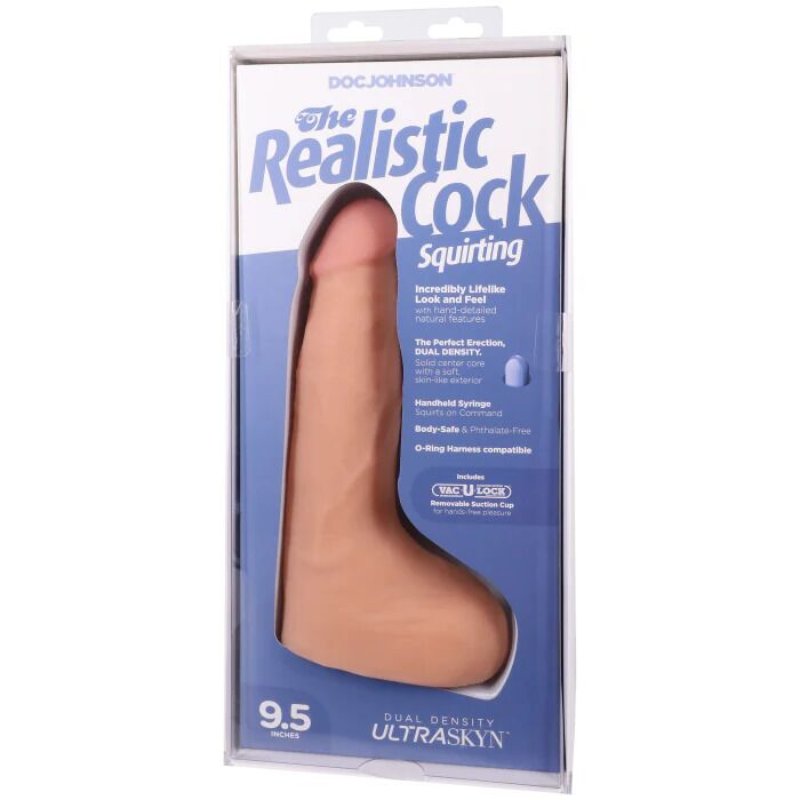 Фалоімітатор, що кінчає Doc Johnson The Realistic Cock ULTRASKYN - Squirting 9,5 Inch Vanilla