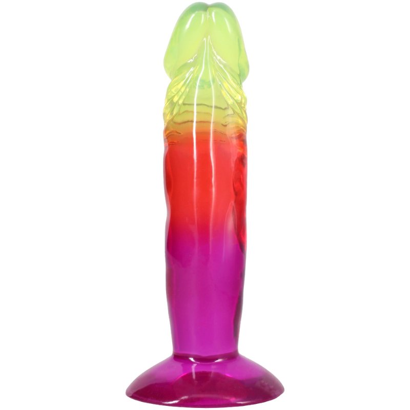 Фалоімітатор Doc Johnson Crystal Jellies - 6.5 Inch Classic Dong - Rainbow