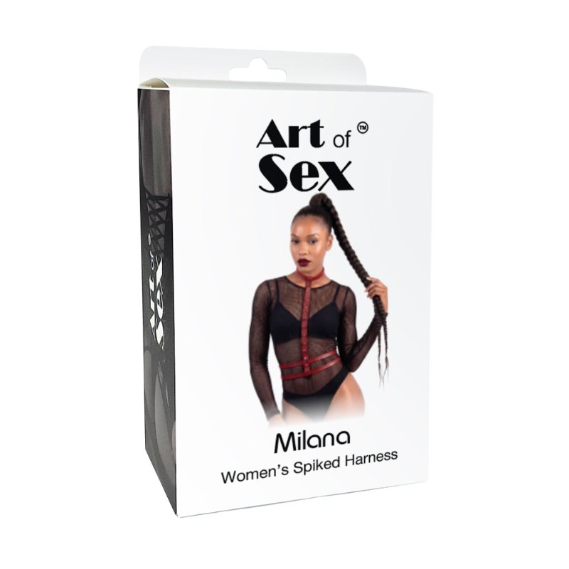 Жіноча портупея з шипами Art of Sex - Milana, екошкіра, розмір XS-2XL, колір чорний