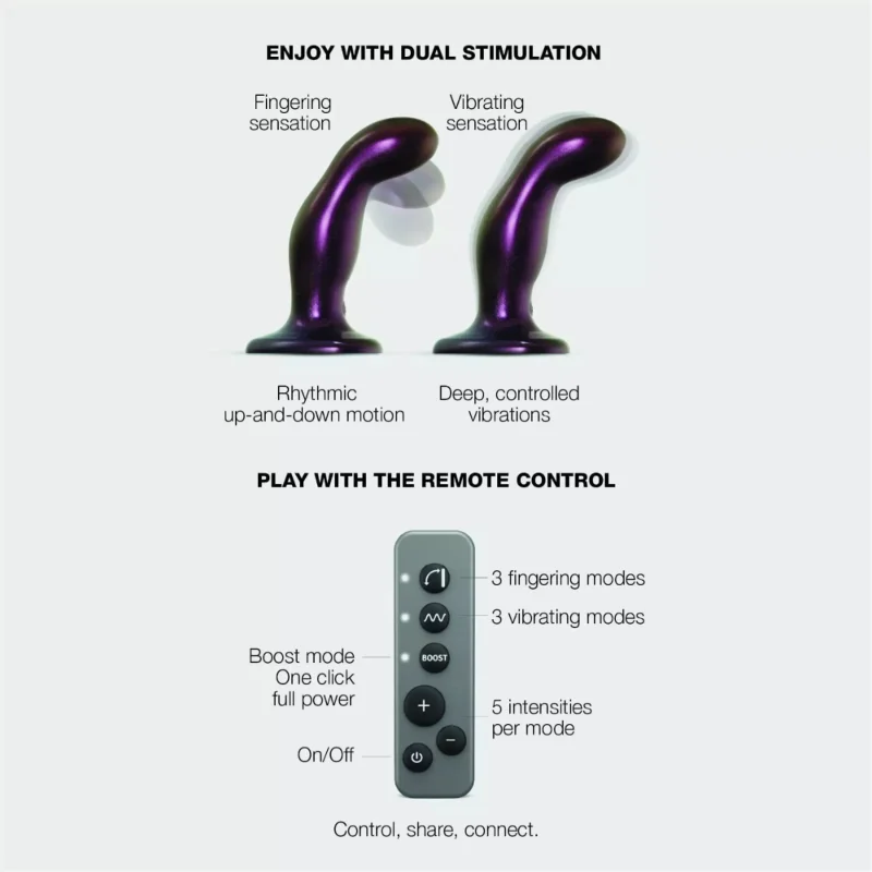 Дилдо з вібрацією Strap-On-Me FINGERING & VIBRATING DILDO - M - PURPLE, з манливим рухом