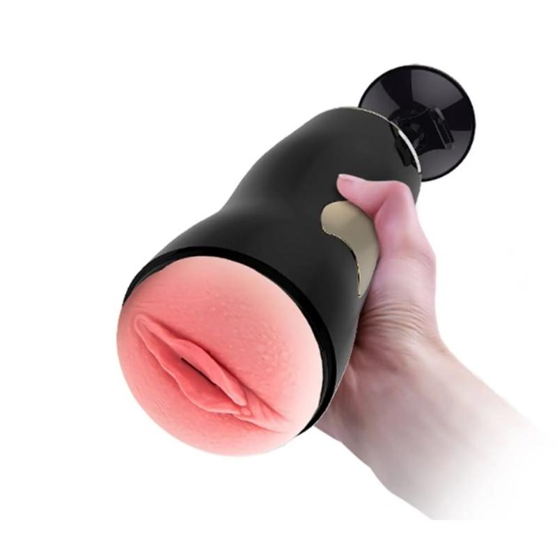 Мастурбатор с двумя входами на присоске Boss Series: Vibrating Masturbation Cup Black