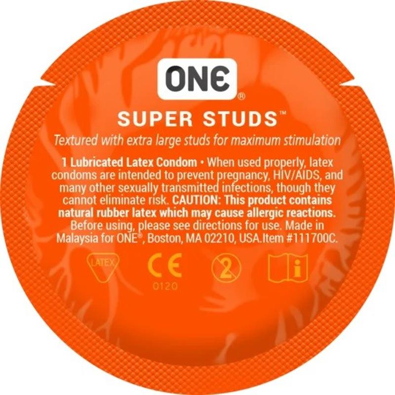 Презервативы ONE Super Studs (точечные)(по 1 шт)(упаковка может отличаться цветом и рисунком)
