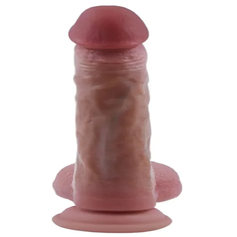 Большой фаллоимитатор с мошонкой на присоске  OYO - Dildo Double Layer Silicone YQW-072 (длина 22 см, диаметр 3.8 см)