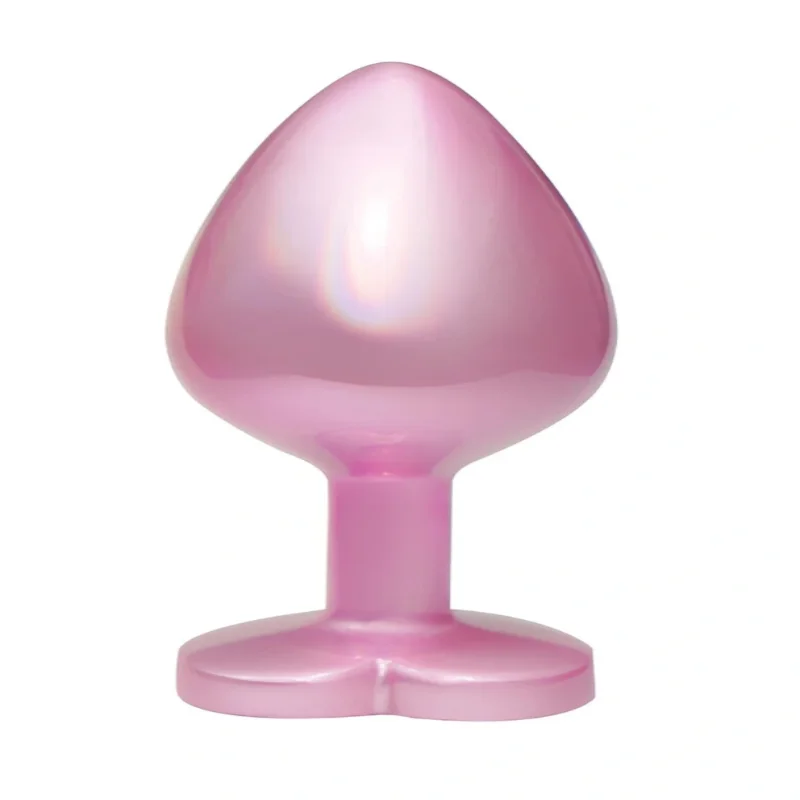 Анальная пробка EGZO Pink Perl Heart Plug S розовая металлическая с кристаллом