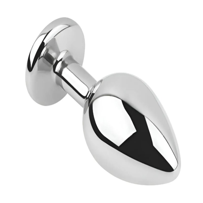 Анальная пробка с кристаллом EGZO - Silver Round Plug Clear size S