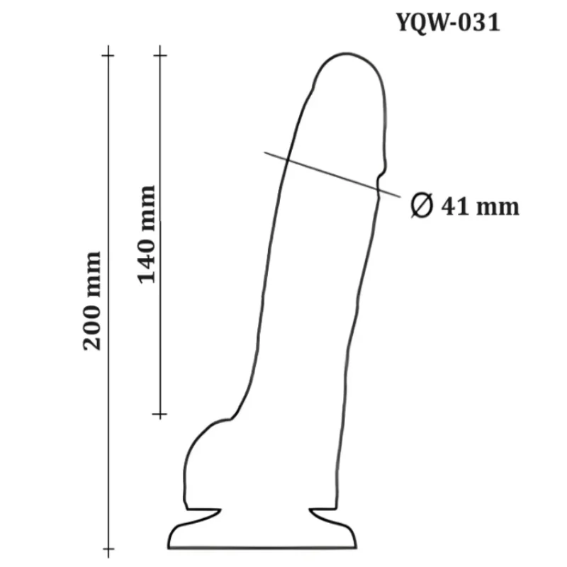 Большой фаллоимитатор с мошонкой на присоске OYO - Dildo Double Layer Silicone YQW-031 (длина 20 см, диаметр 4.1 см)