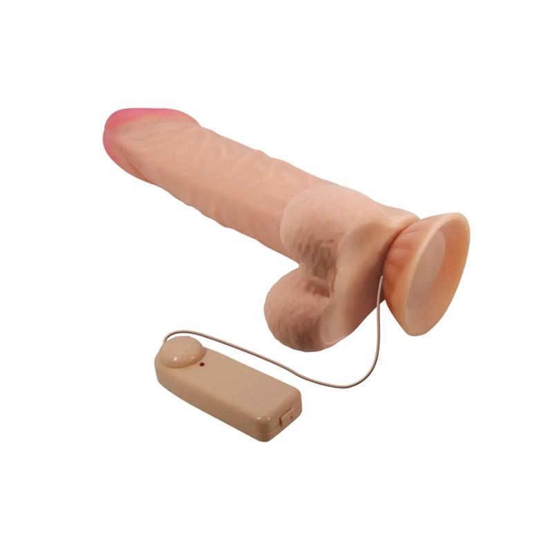 Вибратор на присоске с хребтом и эффектом скользящей кожи BAILE - Sliding Skin 9,4'' Flesh, BW-008104ZRG
