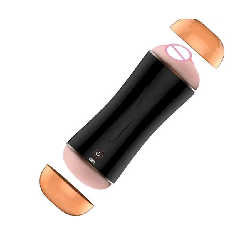 Мастурбатор с двумя входами и вибростимуляцией BOSS Vibrating Masturbation Cup USB 10 function + Interactive Function