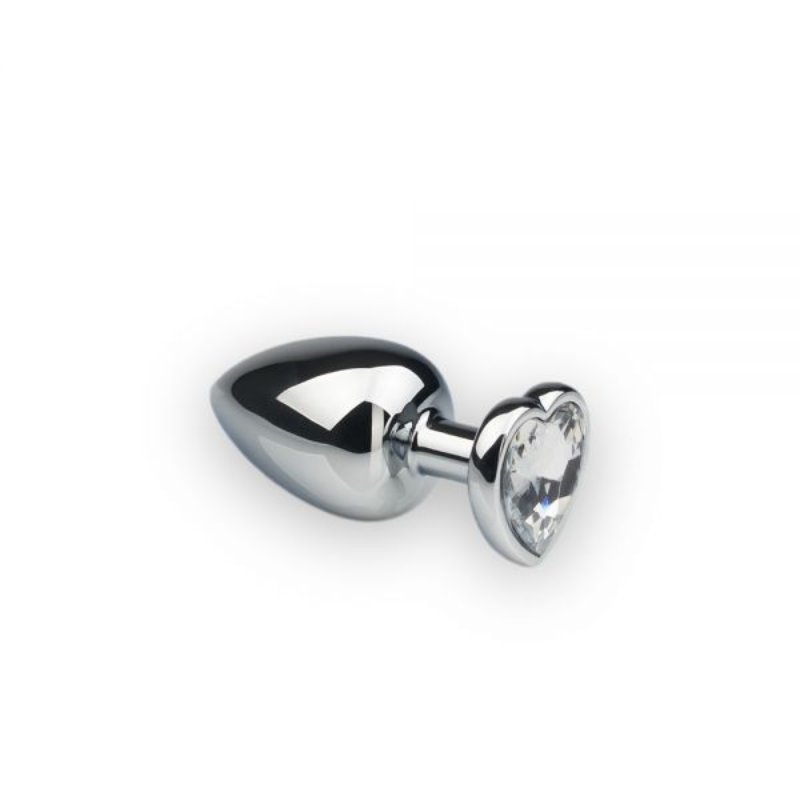 Анальная пробка Silver Heart Diamond, M с кристаллом в виде сердечка - зображення 1
