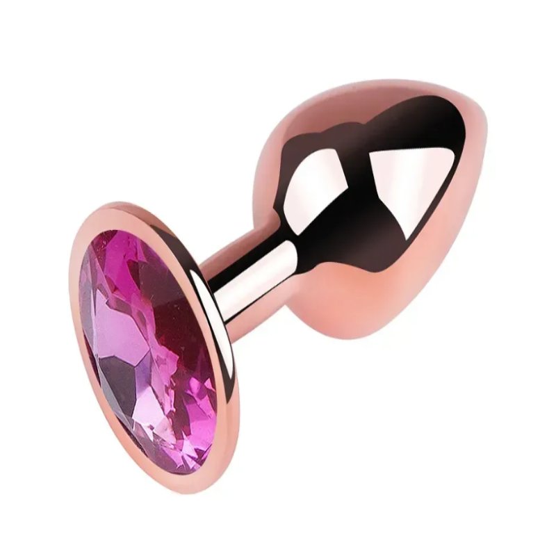 Анальная пробка с кристаллом EGZO - Rose Gold Round Plug Rose size M