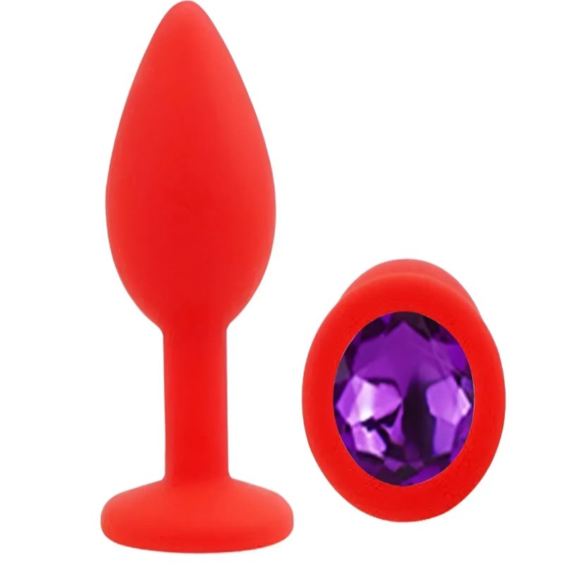 Силиконовая анальная пробка EGZO - Silicone Red Round Plug Purple, size S