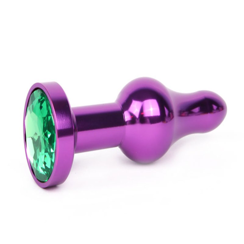 ФИОЛЕТОВАЯ АНАЛЬНАЯ ВТУЛКА, L 103 мм D 28 мм, вес 80г, цвет кристалла зелёный - зображення 1
