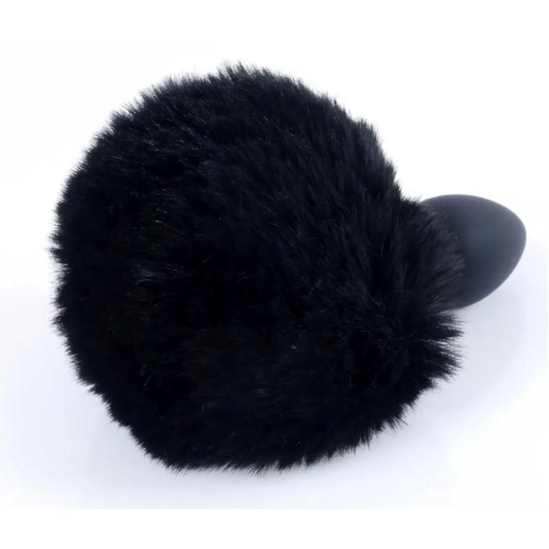Анальная пробка ( размер S ) с хвостом Boss Series - Silicon PLUG Bunny Tail Black
