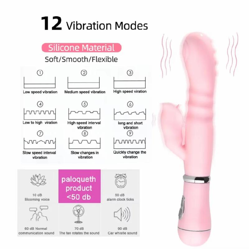 Вибратор-кролик "Vibro licking", 12 режимов вибрации, цвет розовый