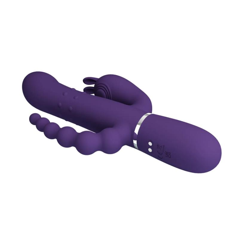 Вибромассажер с анальным и клиторальным стимулятором Pretty Love - Cammy Dark Purple Twinkled Tenderness