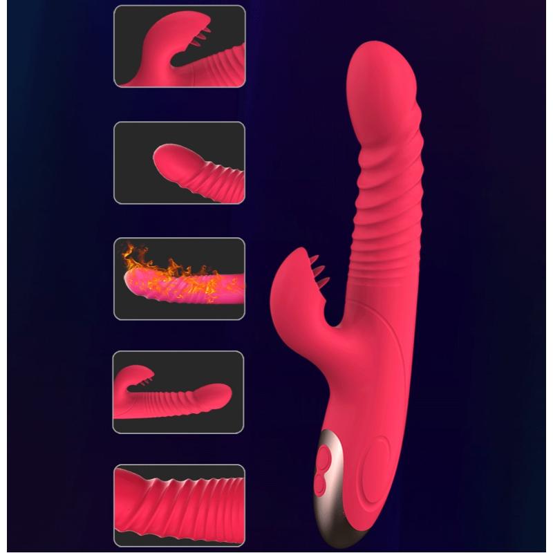 Вибратор кролик  "Fish tongue", ротация, вибрация, функция подогрева