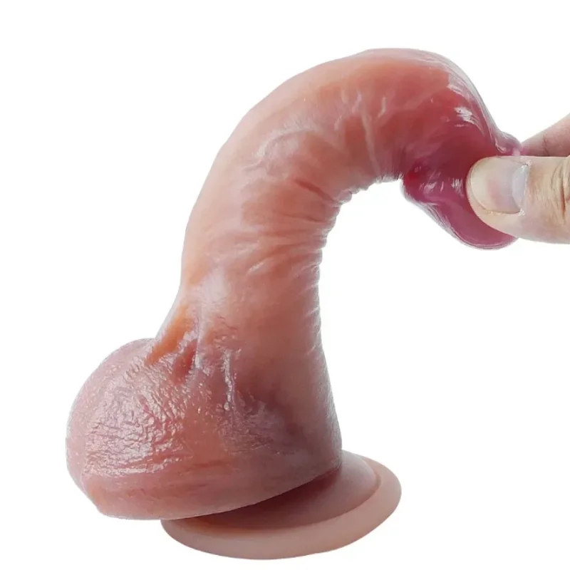 Фаллоимитатор с мошонкой на присоске OYO - Dildo Double Layer Silicone YQW-010 (длина 18 см, диаметр 3.2 см)