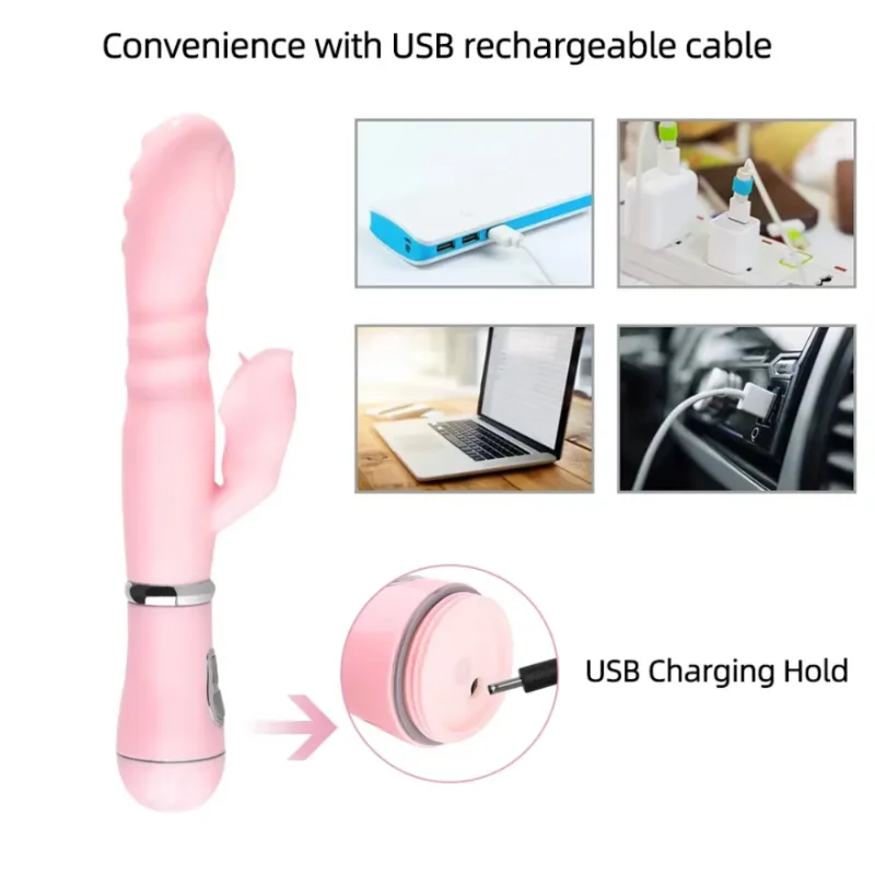 Вибратор-кролик "Vibro licking", 12 режимов вибрации, цвет розовый