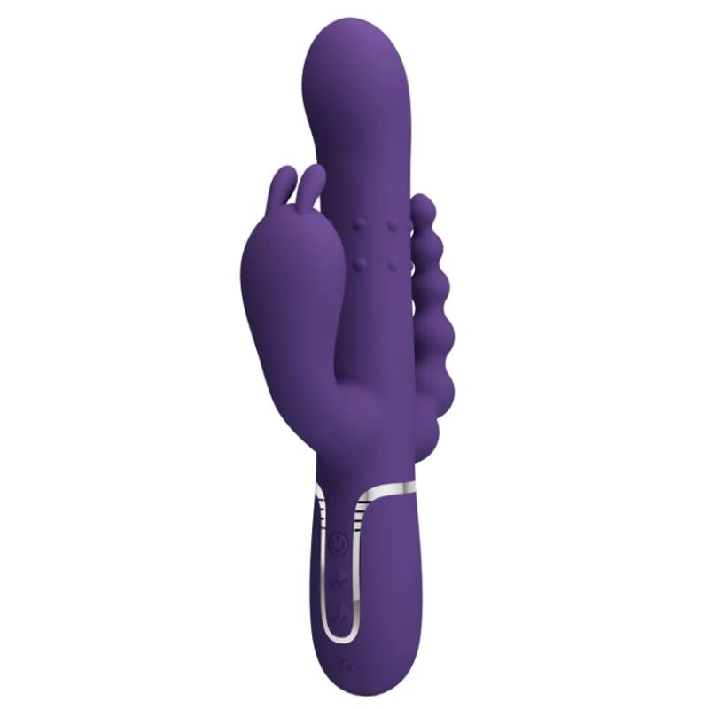 Вибромассажер с анальным и клиторальным стимулятором Pretty Love - Cammy Dark Purple Twinkled Tenderness
