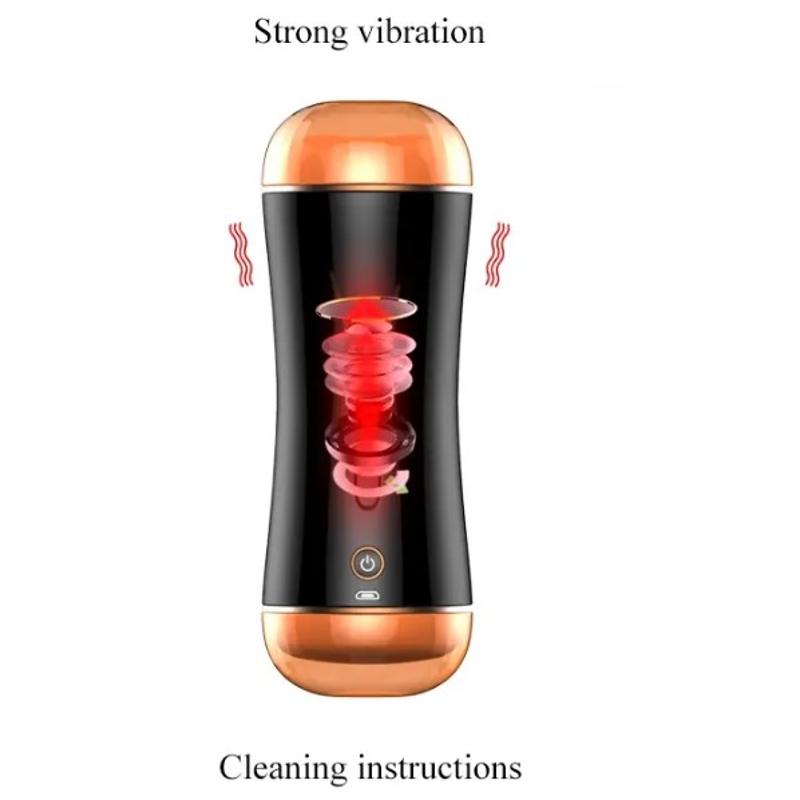 Мастурбатор с двумя входами и вибростимуляцией BOSS Vibrating Masturbation Cup USB 10 function + Interactive Function