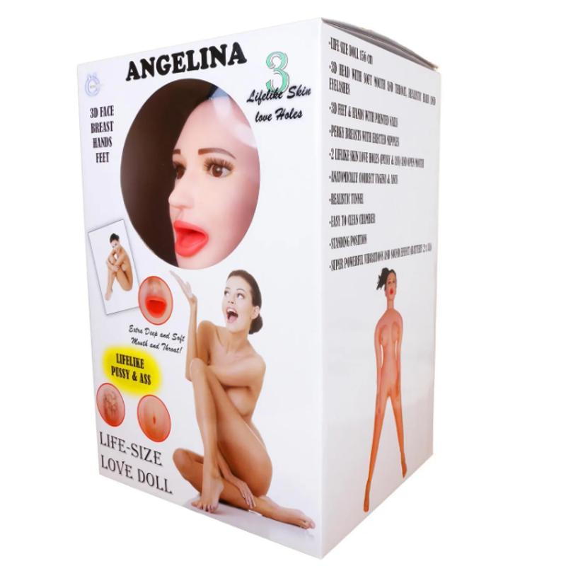 Надувна лялька BOYS of TOYS - ANGELINA 3D із вставкою з кібершкіри та вібростимуляцією