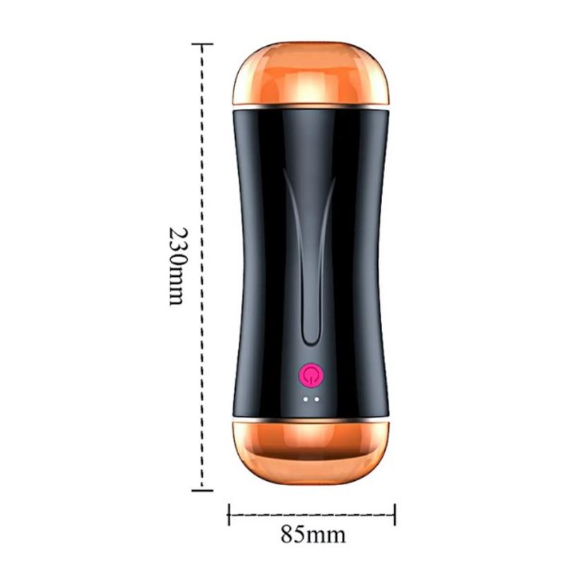 Мастурбатор с двумя входами FOXSHOW Vibrating Masturbation Cup USB 10 function + Interactive Function Black