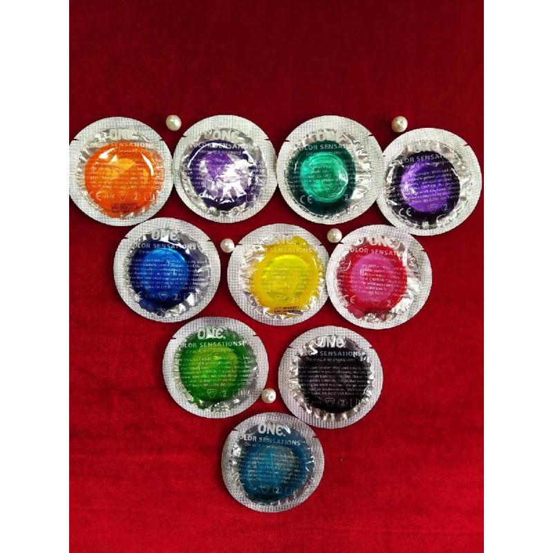 Презервативы ONE Color Sensations (разноцветные)(по 1 шт)(упаковка может отличаться цветом и рисунко