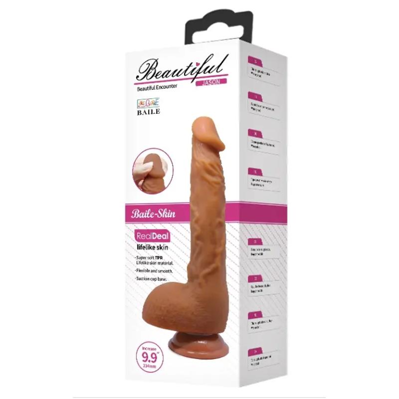 Фаллоимитатор на присоске Baile Beautiful JASON 9,4'' Brown