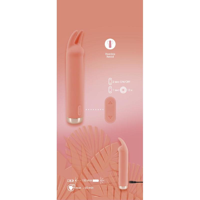Красивый мини-вибратор с гибкими виброушками Mini Bunny Vibrator