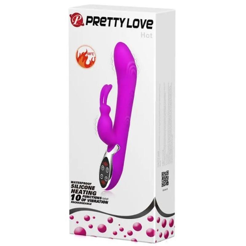 Вибратор с клиторальным стимулятором и функцией нагрева Pretty Love - HOT