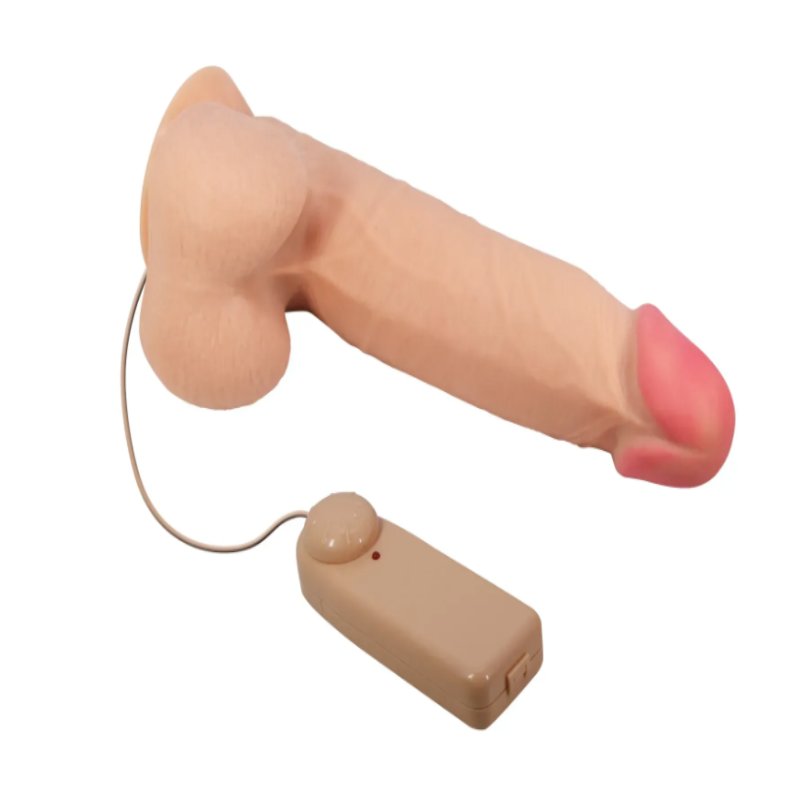 Вибратор на присоске с хребтом и эффектом скользящей кожи BAILE - Sliding Skin 8,5'' Flesh, BW-008105ZRG