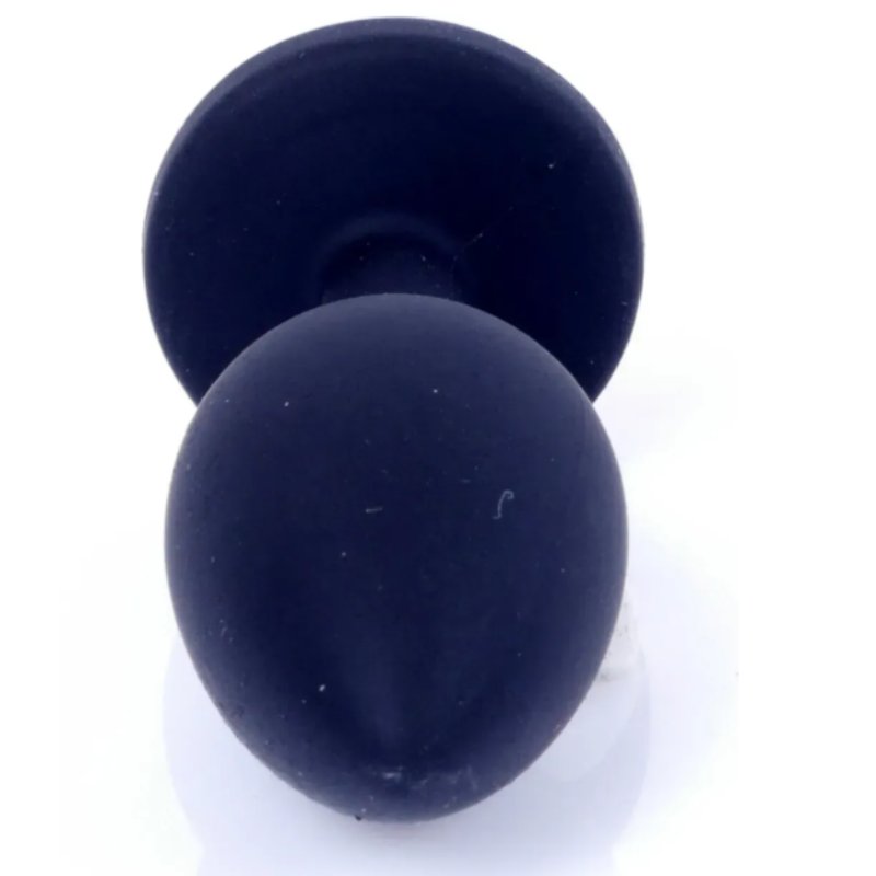 Анальная пробка черная с камнем Plug-Jewellery Black Silicon PLUG Medium- Pink Diamond
