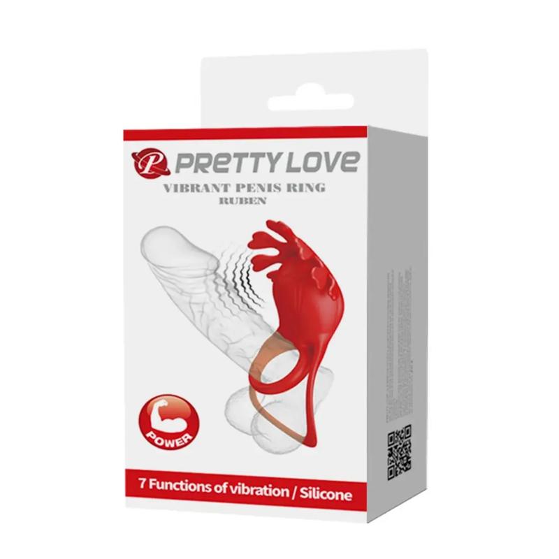 Кольцо эрекционное Pretty Love - Vibration Penis Ring Ruben Red