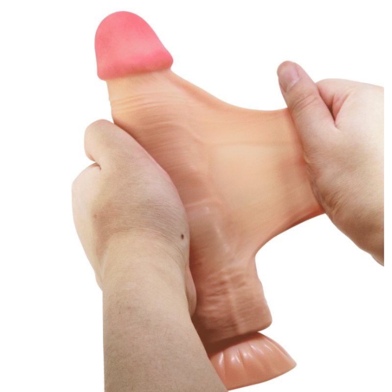 Вибратор на присоске с хребтом и эффектом скользящей кожи BAILE - Sliding Skin 8,5'' Flesh, BW-008105ZRG