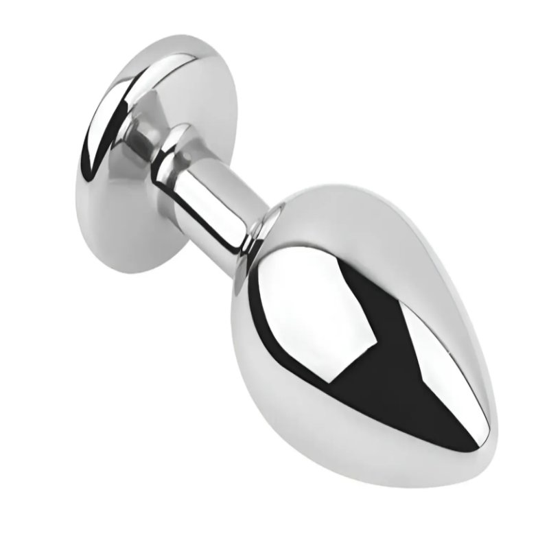 Анальная пробка с кристаллом EGZO - Silver Round Plug Rainbow size M