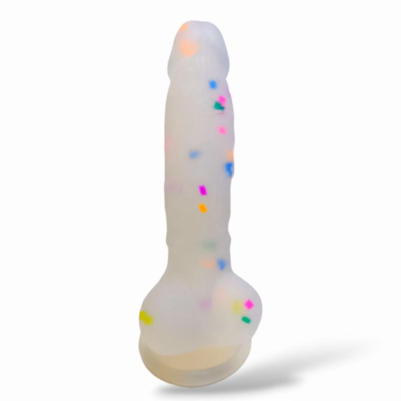 Фаллоимитатор на присоске " Confetti Dildo", полупрозрачный, L176мм, D30мм