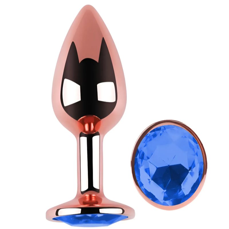 Анальная пробка с кристаллом EGZO - Rose Gold Round Plug Blue size M