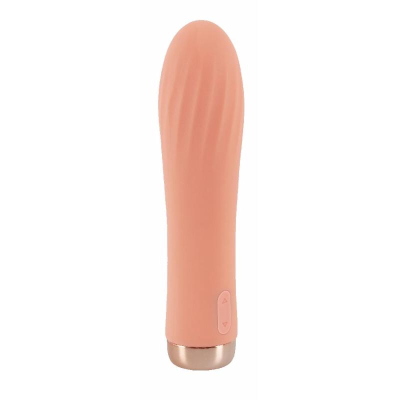 Ребристый мини-вибратор персикового цвета Mini Ribbed Vibrator