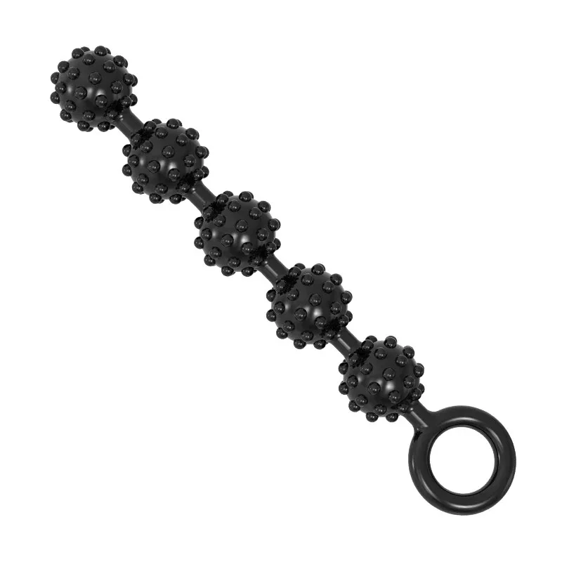 Анальные бусины MELEON Magic Anal Beads, текстурированные шарики с кольцом из TPE