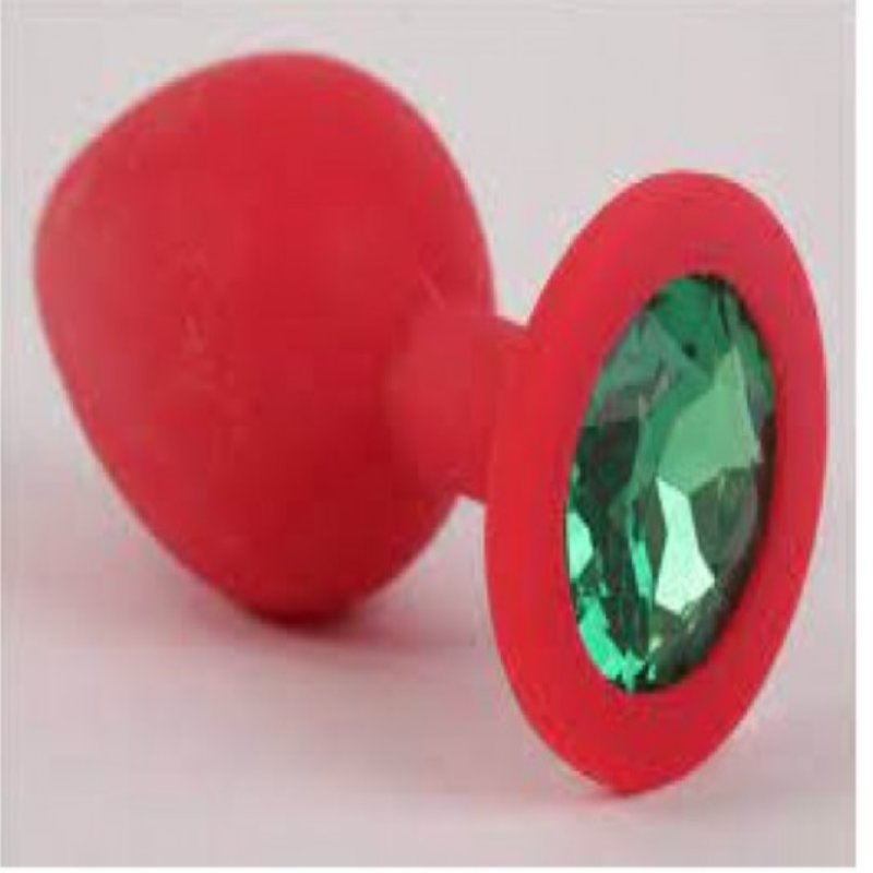 Анальная пробка, Red Silicone, Emerald M - зображення 1