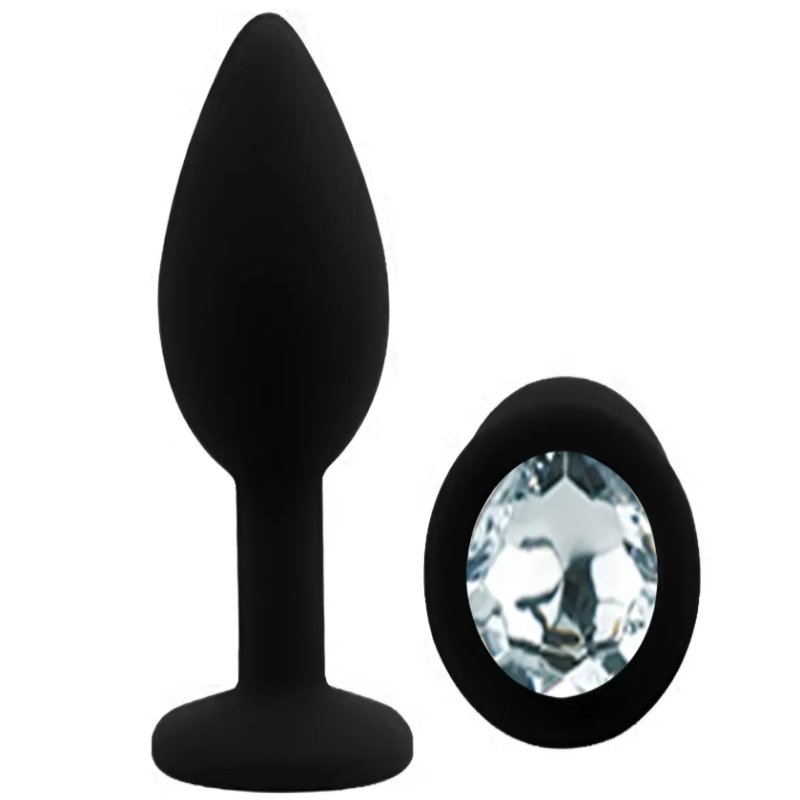Силиконовая анальная пробка EGZO - Silicone Black Round Plug Clear, size S