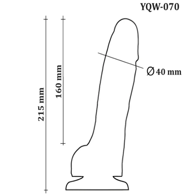 Большой фаллоимитатор с мошонкой на присоске OYO - Dildo Double Layer Silicone YQW-070 (длина 21.5 см, диаметр 4 см)