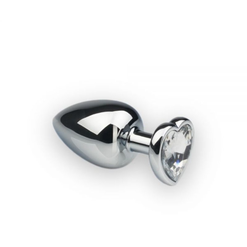 Анальная пробка Silver Heart Diamond, L с кристаллом в виде сердечка - зображення 1