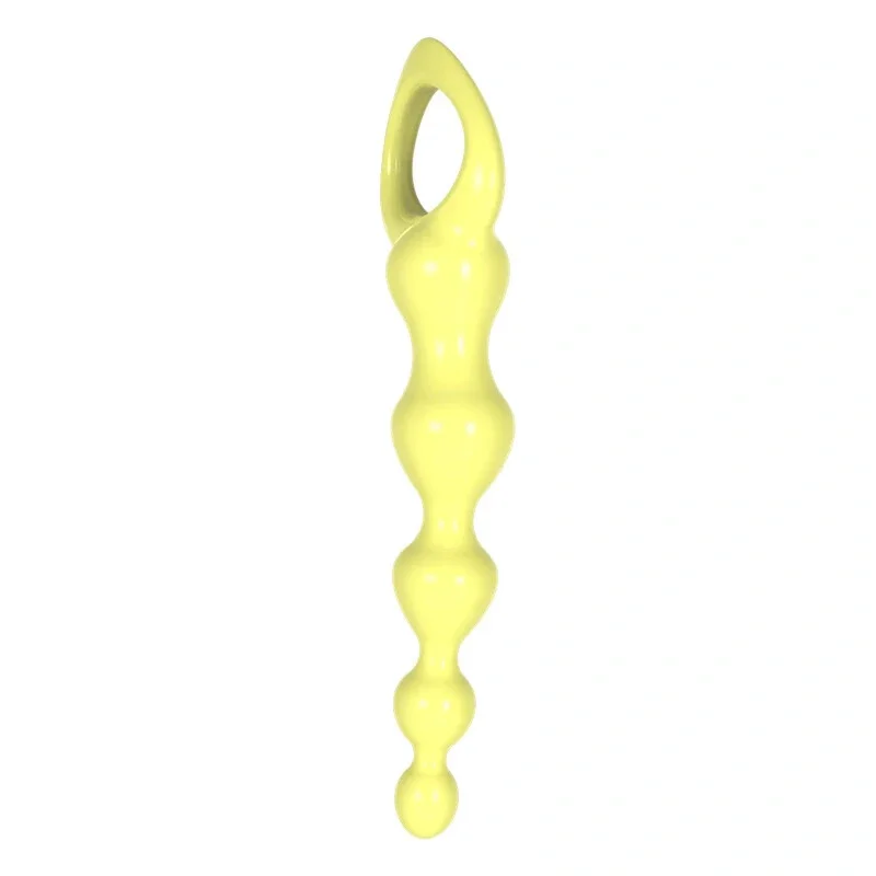 Анальные шарики MELEON Advanced Anal Beads 2, желтая цепочка из TPE с петлей-ручкой